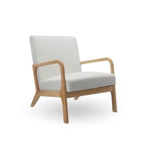 Butaca con estructura de madera y tela en color blanco 78 x…