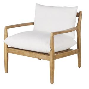 Butaca de madera de acacia con cojines de algodón y lino co…