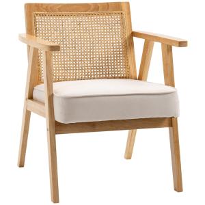 Butaca de salón 63x69x78 cm beige y madera natural