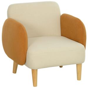 Butaca de salón 72x87x82 cm beige y ocre