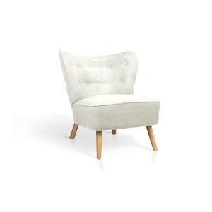 Butaca de tela bouclé blanco con patas de madera 78x72x80 c…