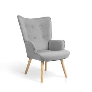 Butaca de tela gris con patas de madera 96x67x76 cm