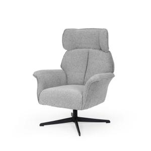 Butaca giratoria con reposabrazos en gris y patas de metal…
