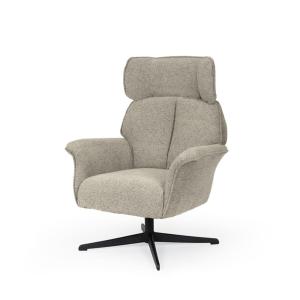 Butaca giratoria con reposabrazos en taupe y patas de metal…