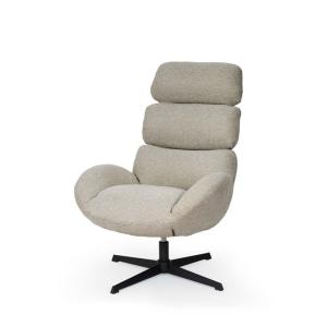 Butaca giratoria con reposabrazos en taupe y patas de metal…