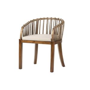 Butaca ratan madera cojin beige 60x56x76 cm