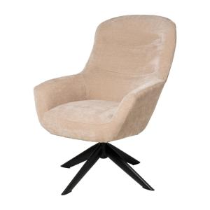 Butaca tapizada beige base metalizada negro