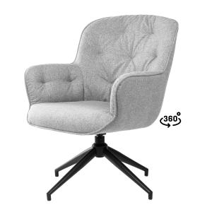 Butaca tapizada gris claro base metalizada negro