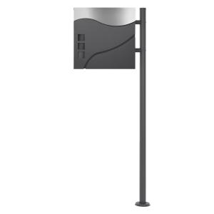 Buzón de acero antracita/plata casillero de correo 37x10,5x…
