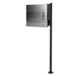 Buzón de correos pie plateado mate con soporte