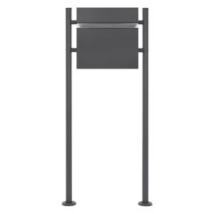 Buzón de pie con compartimento para periódicos, acero antra…