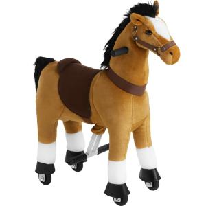 Caballo balancín con ruedas, niños 3-6 años, felpa 29x76x85…