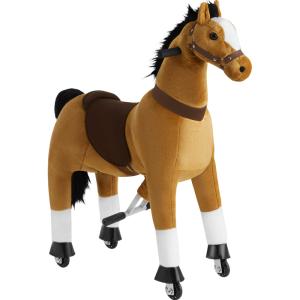 Caballo balancín con ruedas, niños 5-12 años, felpa 34x89x1…