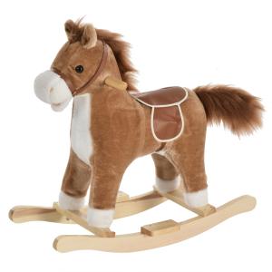 Caballo balancín para niños 65x32.5x61 cm marrón