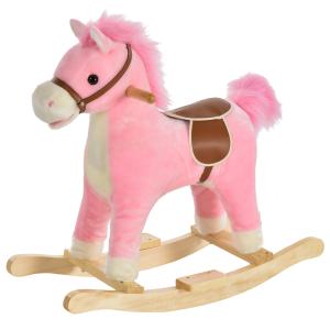 Caballo balancín para niños 65x32.5x61 cm rosa