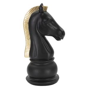 Caballo de ajedrez de resina negra y dorada ø 10,5x8,5x19 c…