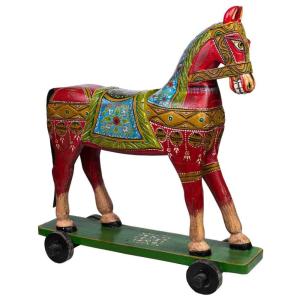 Caballo deco de madera pintado artesanal  86x36x96 multicol…