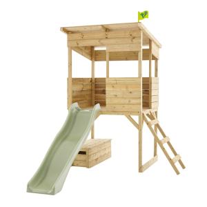 Cabaña de madera sobre pilotes con tobogán madera marrón FS…