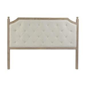 Cabecero cama de de lino y madera de caucho en beige 160x6x…