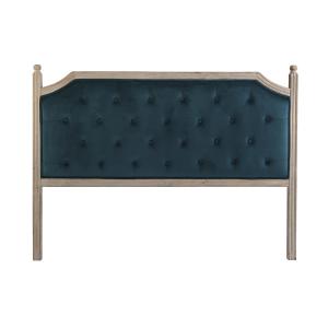 Cabecero cama de poliester y madera de caucho en azul 160x6…
