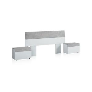 Cabecero con mesitas axel melamina, blanco artik, 176 x 96,…