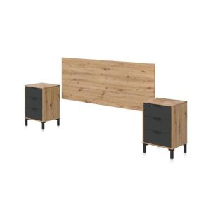 Cabecero con mesitas luke melamina, gris, 160 x 60 x 2,5
