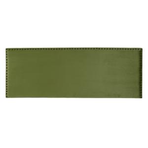 Cabecero tapizado con tachuelas de terciopelo verde