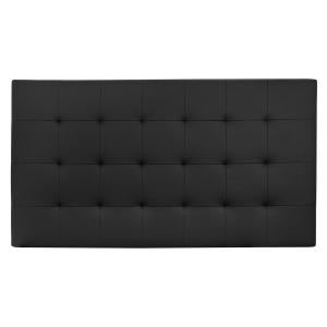 Cabecero tapizado de polipiel con pliegues en color negro d…