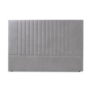 Cabecero tapizado en tela gris con rayas verticales 160 x 6…