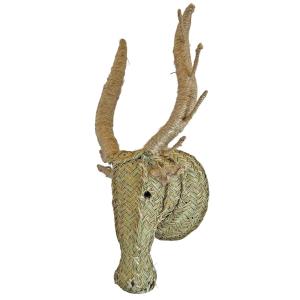 Cabeza de esparto ciervo decoración de pared 25 x 12 cm