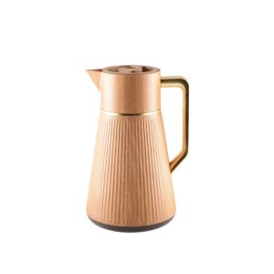 Cafetera de madera con asa dorada 1L