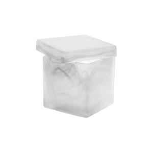 Caja cuadrada decorativa de vidrio blanco h10.7