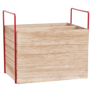 Caja de almacenamiento de madera de paulonia y hierro recic…