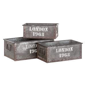 Caja, de hierro, en color gris, de 42x24x17cm