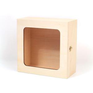 Caja de madera con ventana 21 x 21 x 10 cm