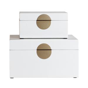 Caja de madera dm en color blanco de 28x24x15cm - pack de 2