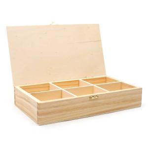 Caja de té de madera, 6 compartimentos, para decorar - 30 x…