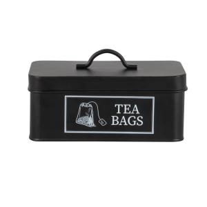 Caja de té de metal negro