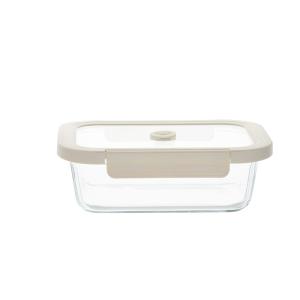 Caja de vidrio y tapa beige L21 cm