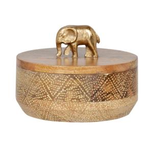 Caja decorativa de madera con tapa, figura de elefante y de…