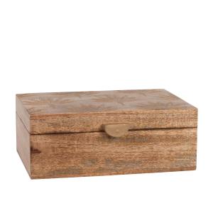 Caja decorativa de madera de mango tallada con hojas de pal…