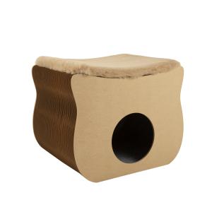 Caja para gatos plegable de color marrón con cojín