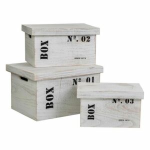 Cajas madera set 3 piezas blanco 40x29x23h-35x24x19h-30x19x…