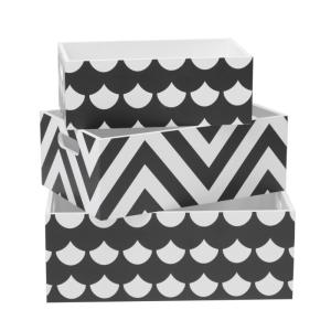 Cajas set de 3 mdf blanco y negro 15x40x28/13x35x23/11x30x1…