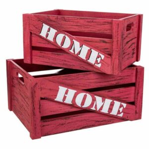 Cajones madera set 2 piezas Rojo 36x26x18 -31x21x16h cm