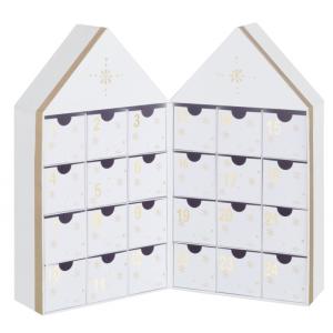 Calendario de adviento en forma de casa de cartón blanco de…