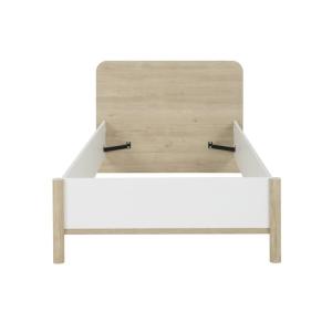 Cama 90x200 cm - efecto blanco y madera