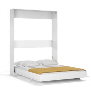 Cama abatible vertical  con colchón blanco 150x200cm