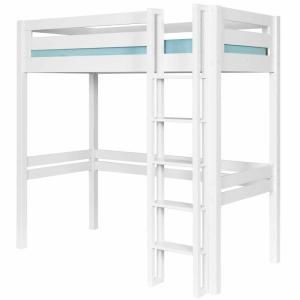 Cama alta 1 plaza con colchón madera maciza blanco 90x190 c…