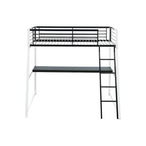 Cama alta acero negro, blanco 90 x 190 cm